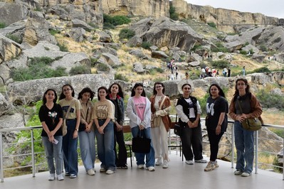 Students at  Gobustan State Historical And Artistic Reserve